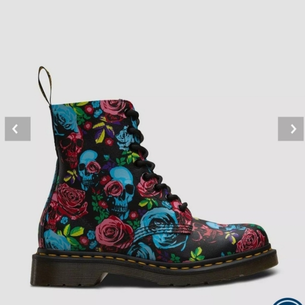 Doc Marten 1460 Pascal Rose color: : Multi — ROSE FANTASY BACKHAND STRAW GRAIN